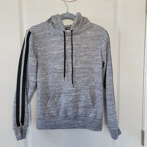 Gray Hoodie Fashion Nova Striped Long Sleeve Hooded Top Front Pocket Women's